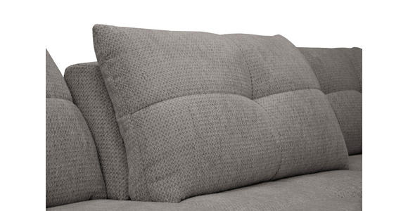 ECKSOFA Graubraun Chenille Armlehnenkissen, Rücken echt, Sitztiefenverstellung  - Graubraun/Schwarz, KONVENTIONELL, Textil/Metall (313/215cm) - Hom`in