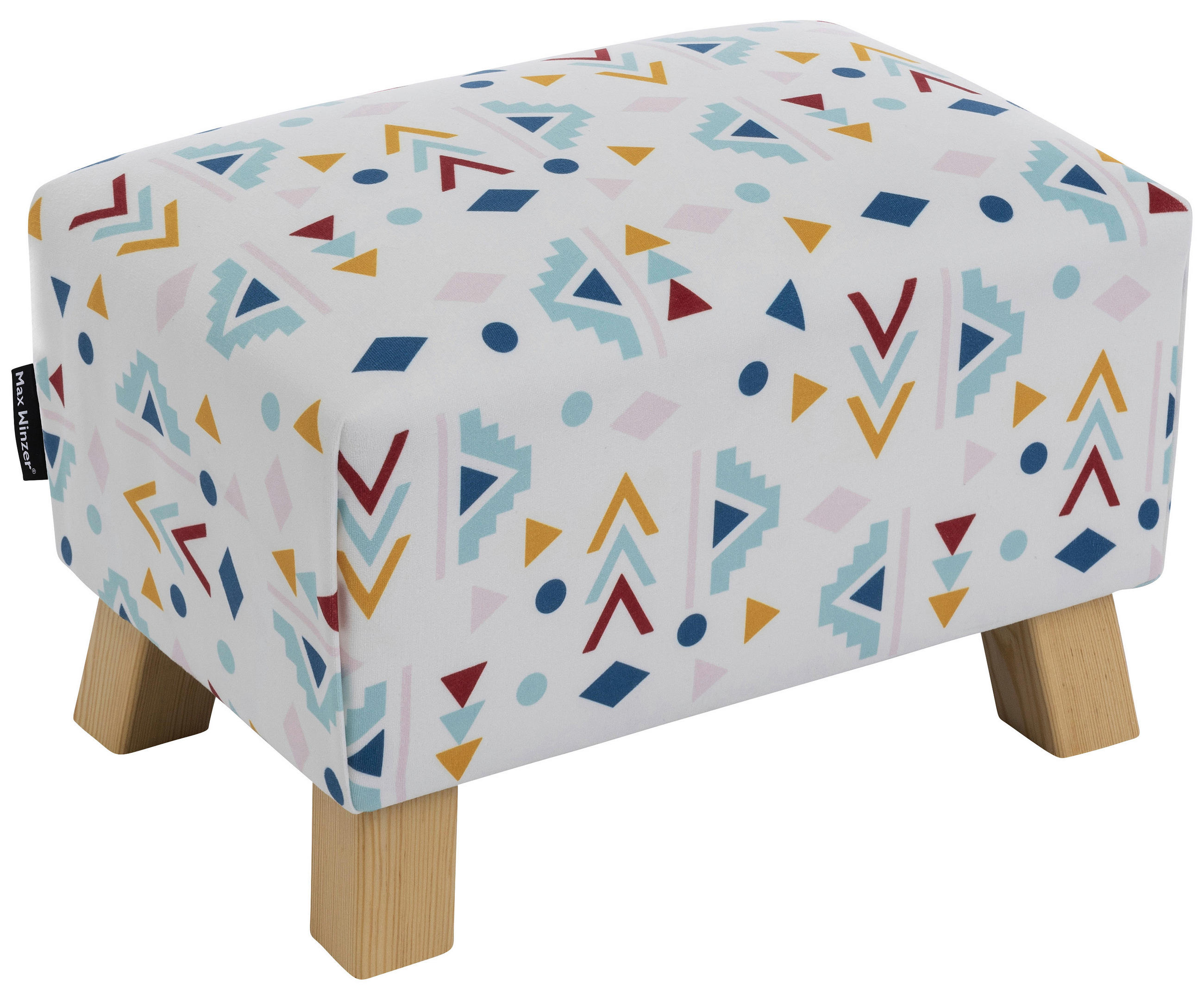 HOCKER in Textil Multicolor, Weiss  - Weiss/Buchefarben, Design, Holz/Textil (40/28/28cm) - Max Winzer