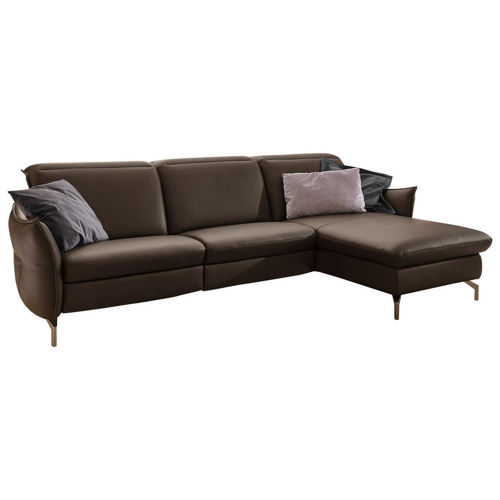 Thumbnail - Livetastic Ecksofa, Dunkelbraun, Textil, 4-Sitzer, Ottomane rechts, L-Form, 233x179 cm, Hocker erhältlich, motorische Re...