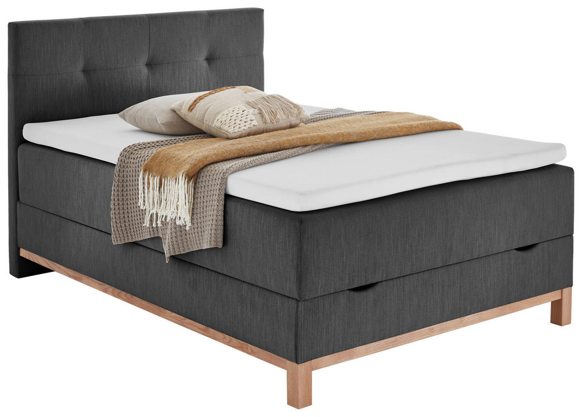 BOXBETT 120/200 cm  in Anthrazit  - Eichefarben/Anthrazit, MODERN, Holz/Textil (120/200cm) - Livetastic