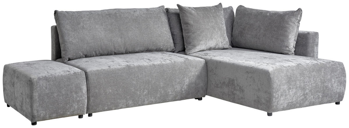 ECKSOFA in Flachgewebe Grau  - Schwarz/Grau, Konventionell, Kunststoff/Textil (295/200cm) - Carryhome