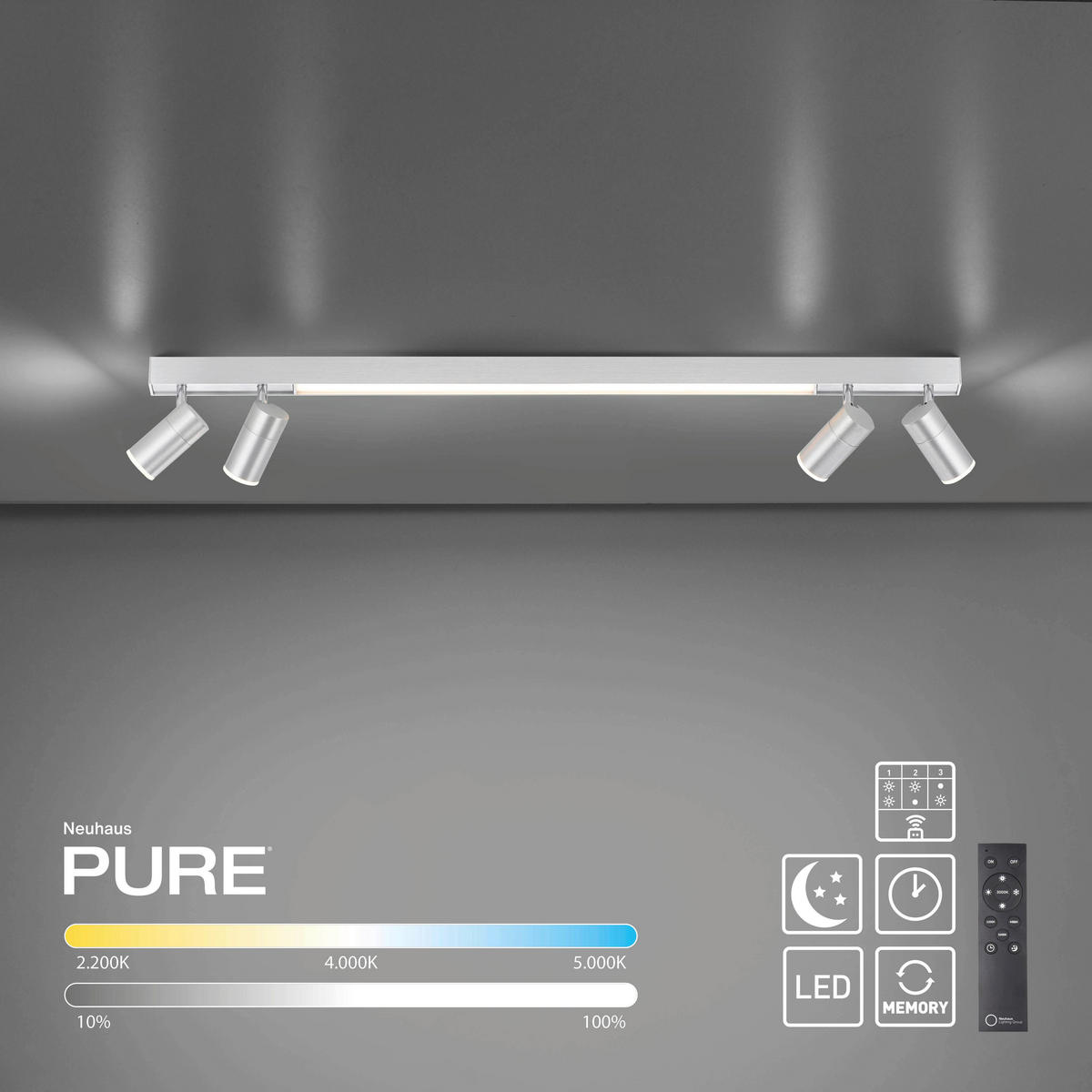 LED-DECKENLEUCHTE Pure-Lines 120/19/5 cm   - Design, Kunststoff/Metall (120/19/5cm) - Neuhaus PURE