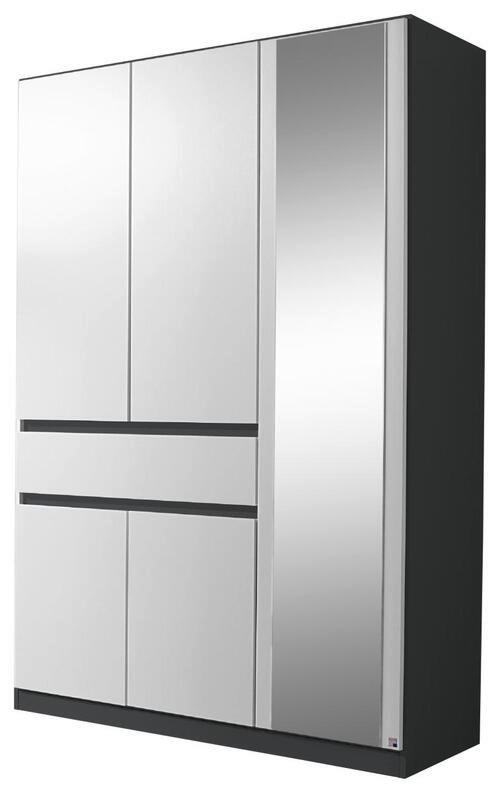 KLEIDERSCHRANK in Grau, Weiss  - Weiss/Grau, Design, Glas/Holzwerkstoff (136/197/54cm) - Rauch Möbel