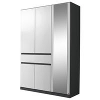 KLEIDERSCHRANK 136/197/54 cm 5-türig Grau, Weiß  - Weiß/Grau, Design, Glas/Holzwerkstoff (136/197/54cm) - Rauch Möbel