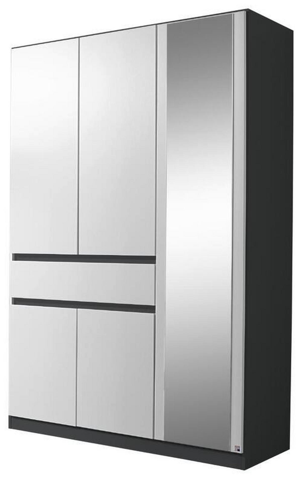 KLEIDERSCHRANK 136/197/54 cm 5-türig Grau, Weiß  - Weiß/Grau, Design, Glas/Holzwerkstoff (136/197/54cm) - Rauch Möbel