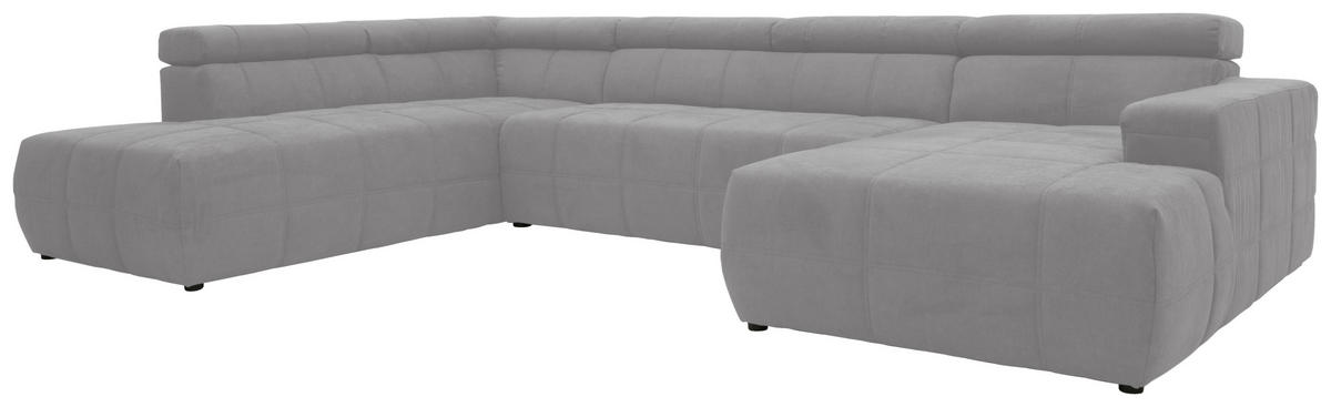 WOHNLANDSCHAFT in Mikrofaser Silberfarben  - Silberfarben/Schwarz, Design, Kunststoff/Textil (228/359/175cm) - MID.YOU