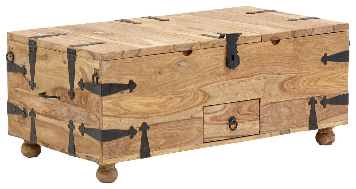 TRUHE Holz Sheesham massiv  - Naturfarben, ROMANTIK / LANDHAUS, Holz (110/45/60cm) - Livetastic