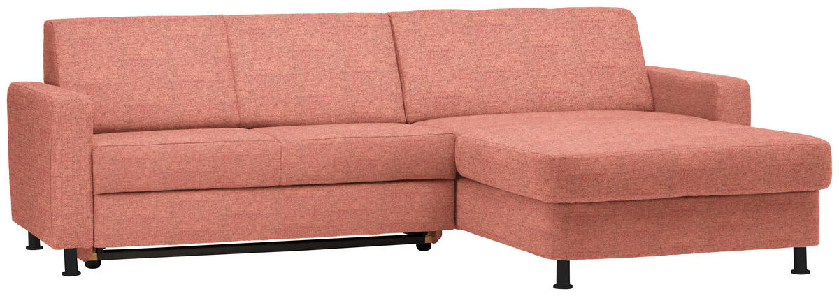 ECKSOFA in Webstoff Koralle  - Koralle/Schwarz, Design, Kunststoff/Textil (257/165cm) - Xora