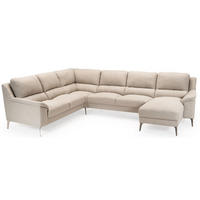 SOFFA i vävt tyg beige  - beige/kromfärg, Klassisk, metall/textil (256/326/163cm) - Welnova