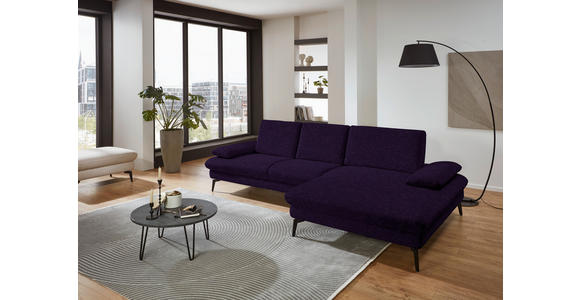ECKSOFA in Chenille, Mikrofaser Aubergine, Violett 299/157 cm - Violett/Aubergine, Design, Textil/Metall (299/157cm) - Dieter Knoll
