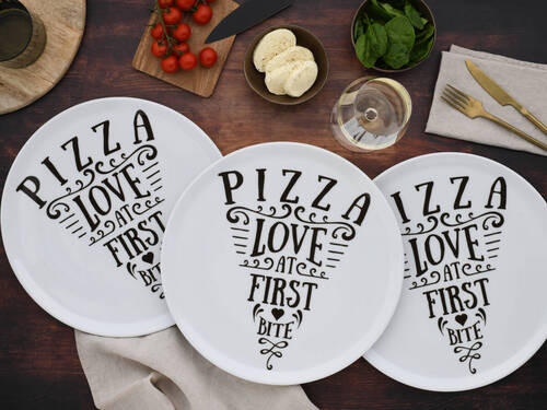 SADA TALÍŘŮ NA PIZZU, keramika, 33 cm - bílá, Trend, keramika (33cm) - Creatable