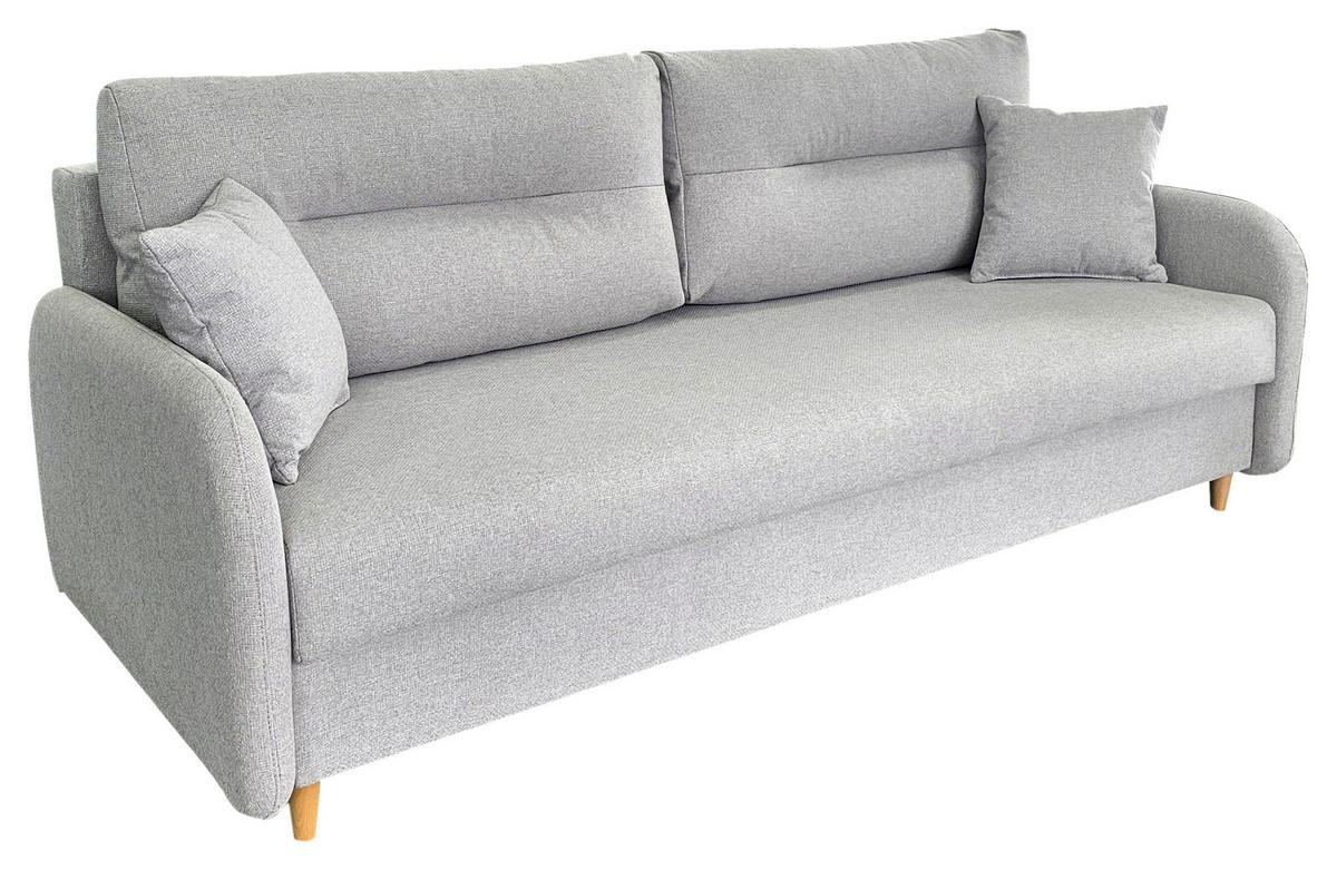 SCHLAFSOFA Flachgewebe Hellgrau  - Hellgrau/Schwarz, Design, Holz/Kunststoff (206/88/93cm) - MID.YOU