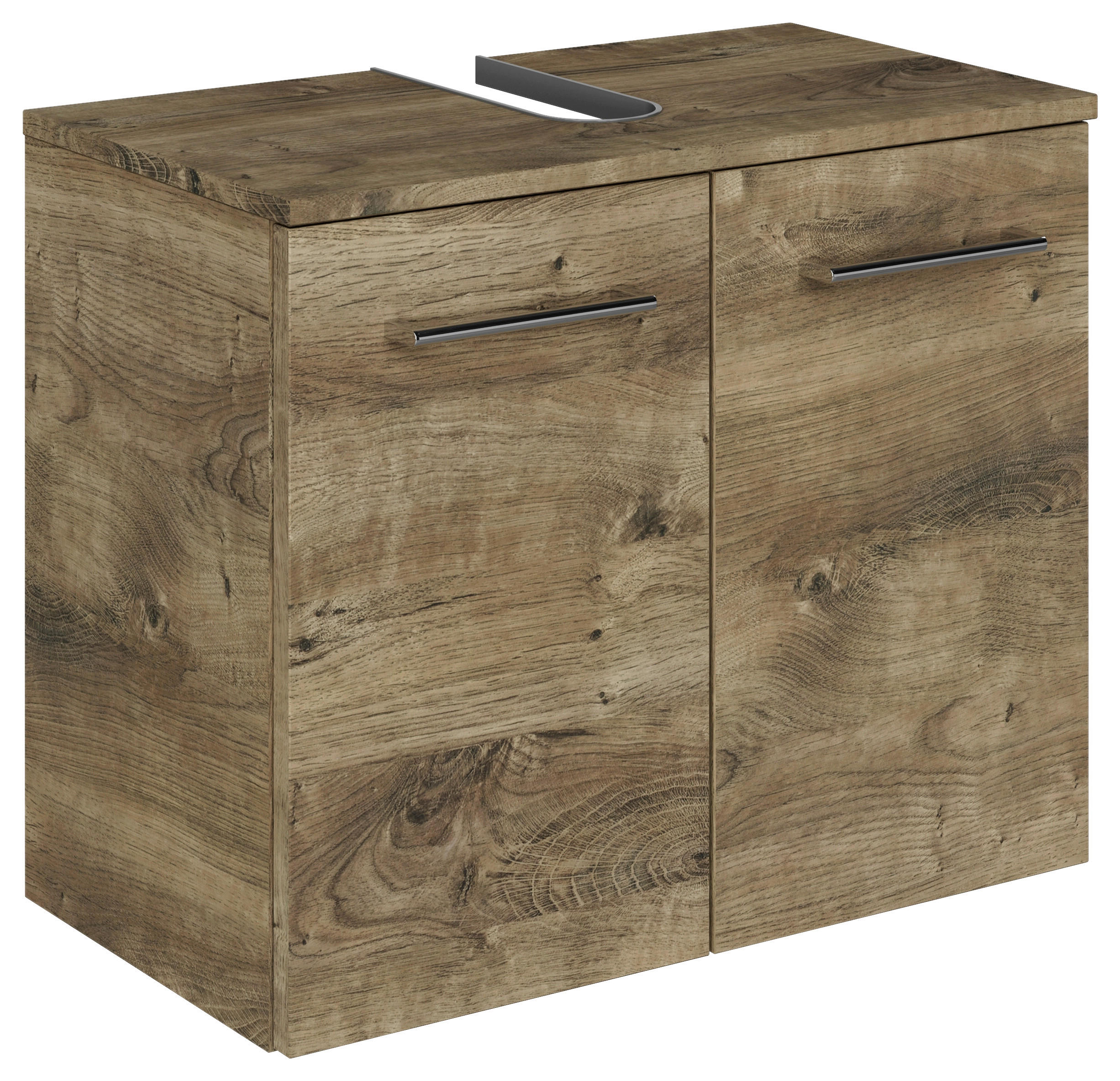WASCHBECKENUNTERSCHRANK 60/49,8/33,3 cm  - Eiche dunkel/Chromfarben, KONVENTIONELL, Holzwerkstoff/Metall (60/49,8/33,3cm) - Sadena