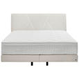 BOXSPRINGBETT 200/200 cm,  in Creme, Topper, Matratzen, unterschiedliche Matratzenhärtegrade je Bettseite, H2 + H3 = mittel + fest  - Creme/Schwarz, Design, Kunststoff/Textil (200/200cm) - Dieter Knoll