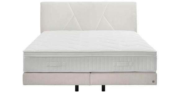 BOXSPRINGBETT 200/200 cm,  in Creme, Topper, Matratzen, unterschiedliche Matratzenhärtegrade je Bettseite, H2 + H3 = mittel + fest  - Creme/Schwarz, Design, Kunststoff/Textil (200/200cm) - Dieter Knoll
