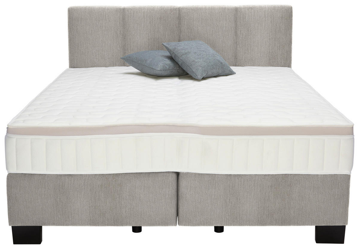 BOXSPRINGBETT 160/200 cm  in Silberfarben  - Silberfarben/Schwarz, Design, Kunststoff/Textil (160/200cm) - Hom`in