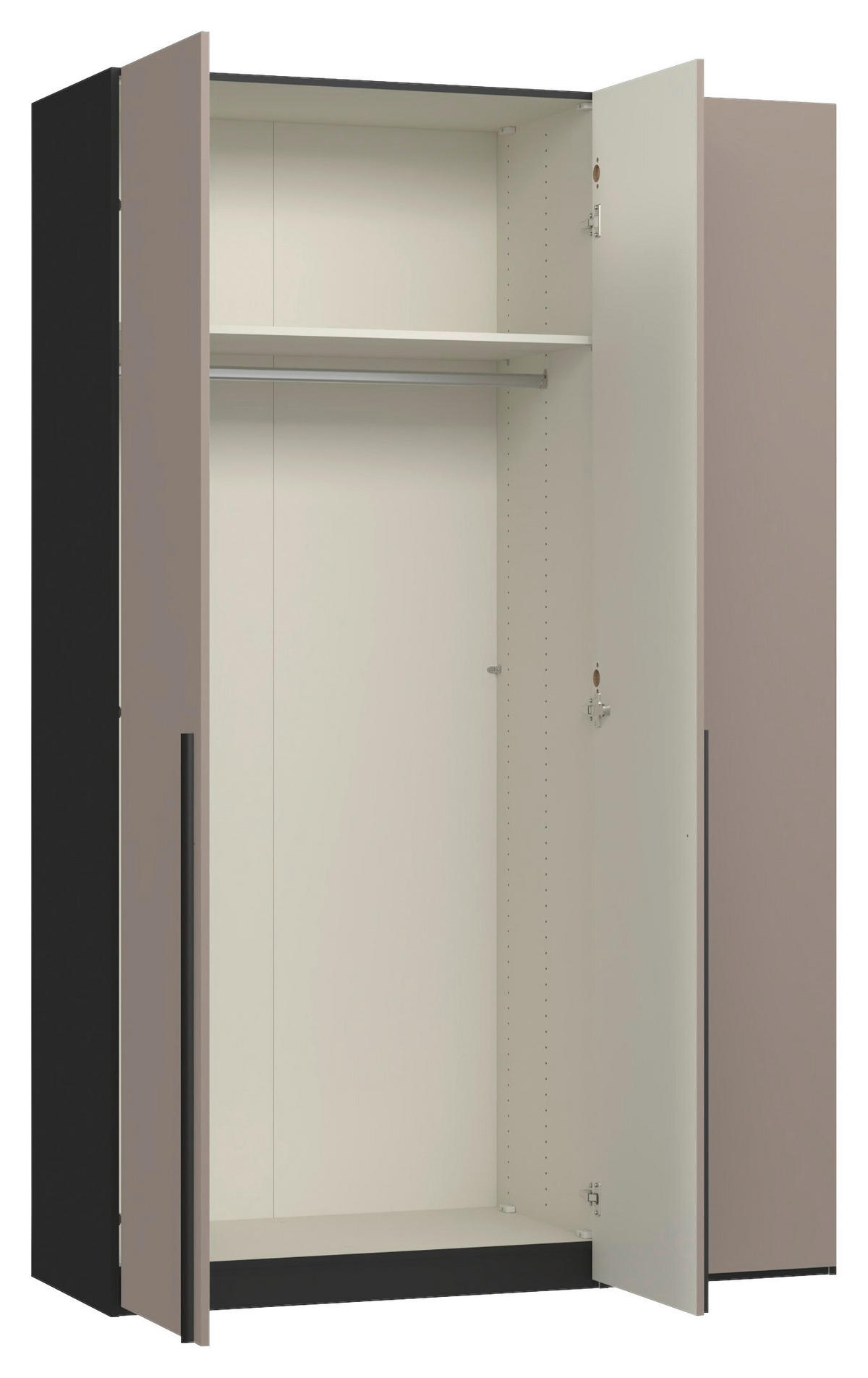 DREHTÜRENSCHRANK 152/236/59 cm,  in Schwarz, Hellbraun, 3-türig  - Hellbraun/Schwarz, Design, Holzwerkstoff/Metall (152/236/59cm) - Jutzler
