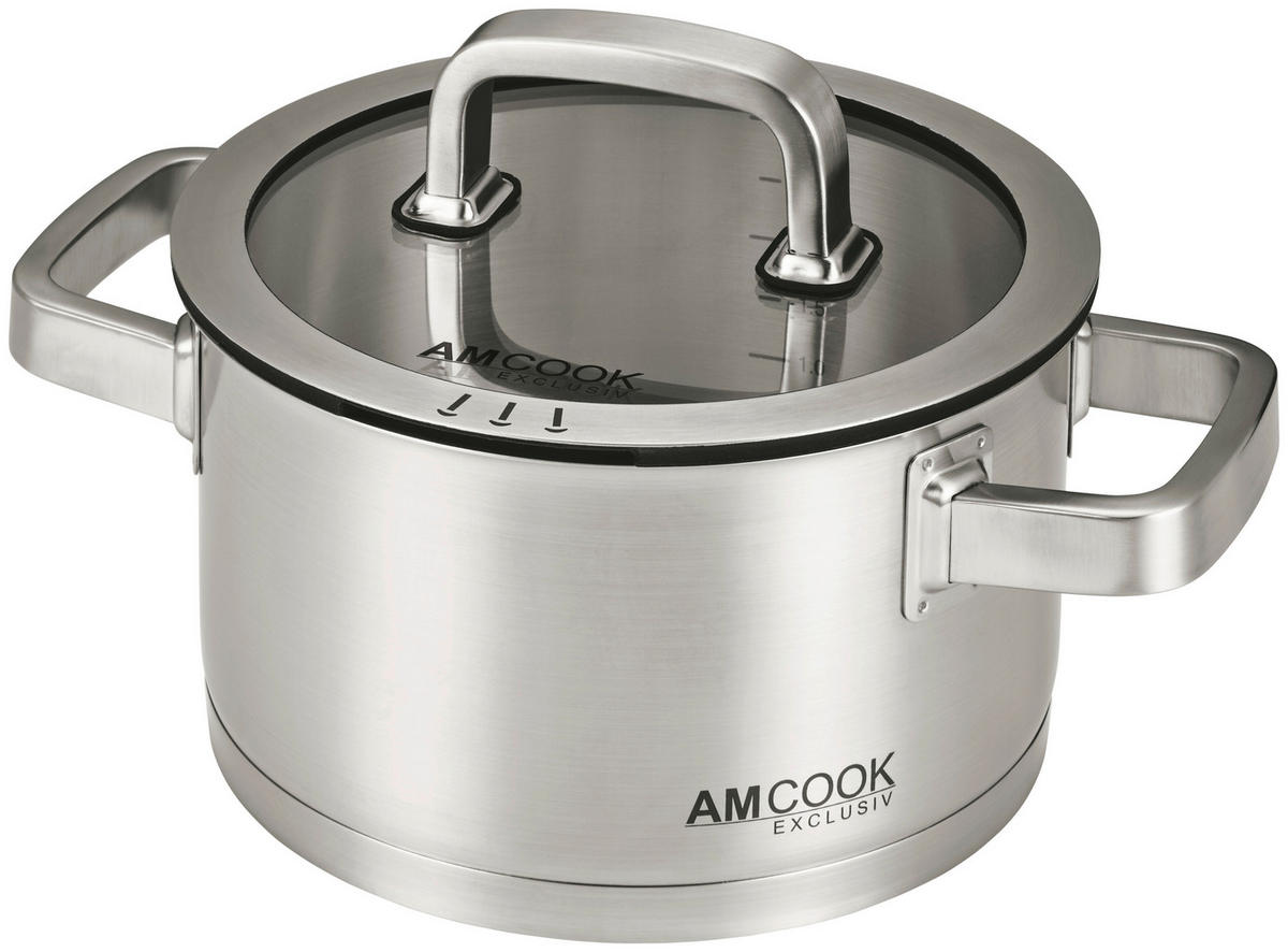 KOCHTOPF 3,4 L  - Edelstahlfarben, Basics, Glas/Metall (20/11cm) - Am Cook