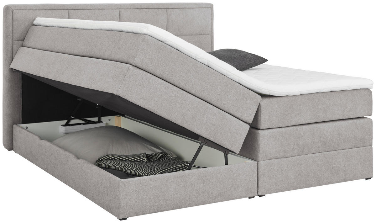 BOXSPRINGBETT 180/200 cm  in Grau  - Schwarz/Grau, KONVENTIONELL, Kunststoff/Textil (180/200cm) - Carryhome