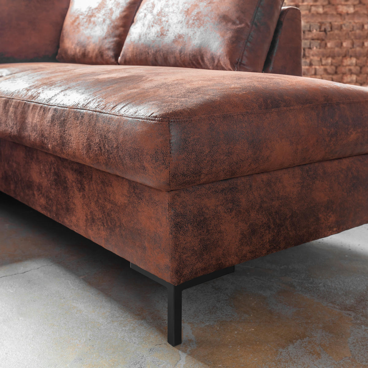 SJEDEĆA GARNITURA tekstil  smeđa   - crna/smeđa, Moderno, tekstil/metal (149/304/198cm) - MID.YOU