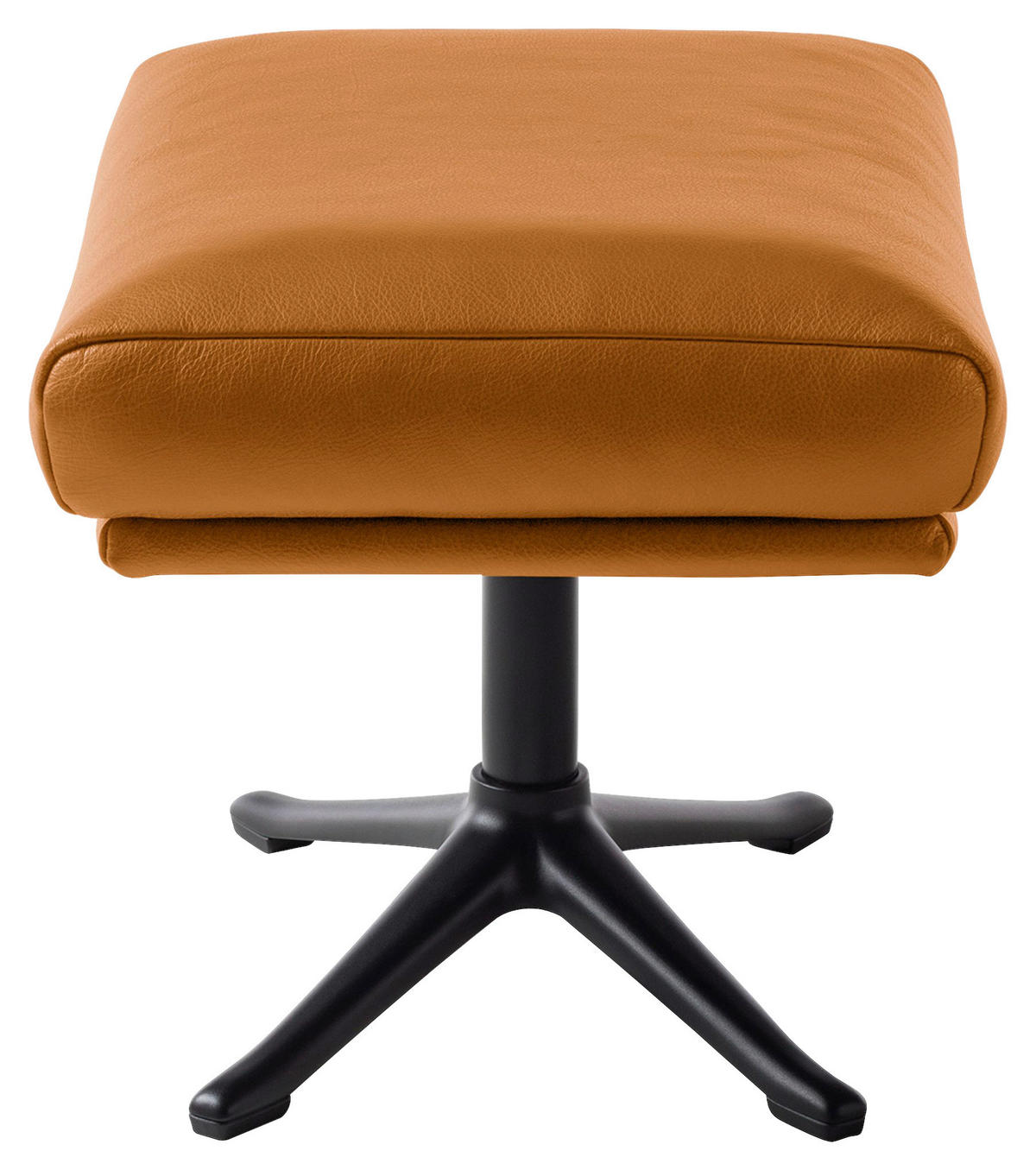 HOCKER in Leder Cognac  - Cognac/Schwarz, Design, Leder/Metall (54/41/41cm) - home24