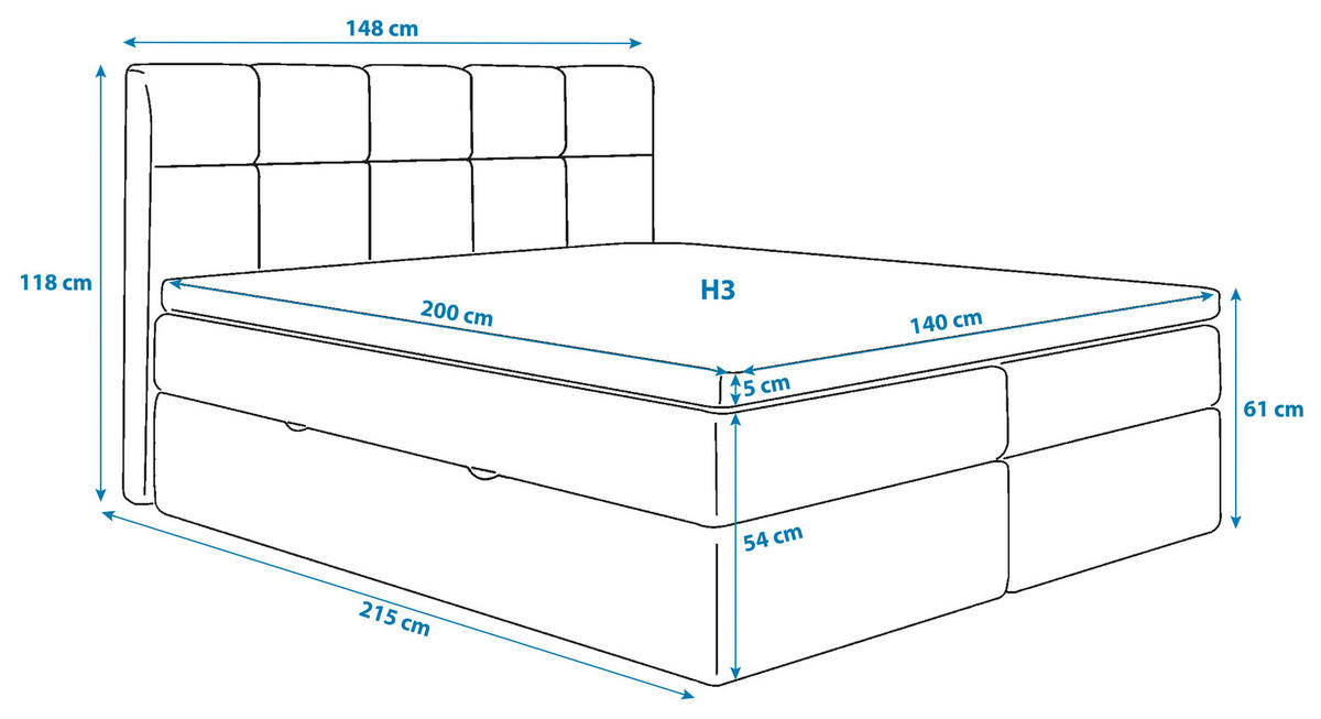 BOXBETT 140/200 cm  in Hellgrau  - Hellgrau/Schwarz, Lifestyle, Holz/Holzwerkstoff (140/200cm) - Livetastic