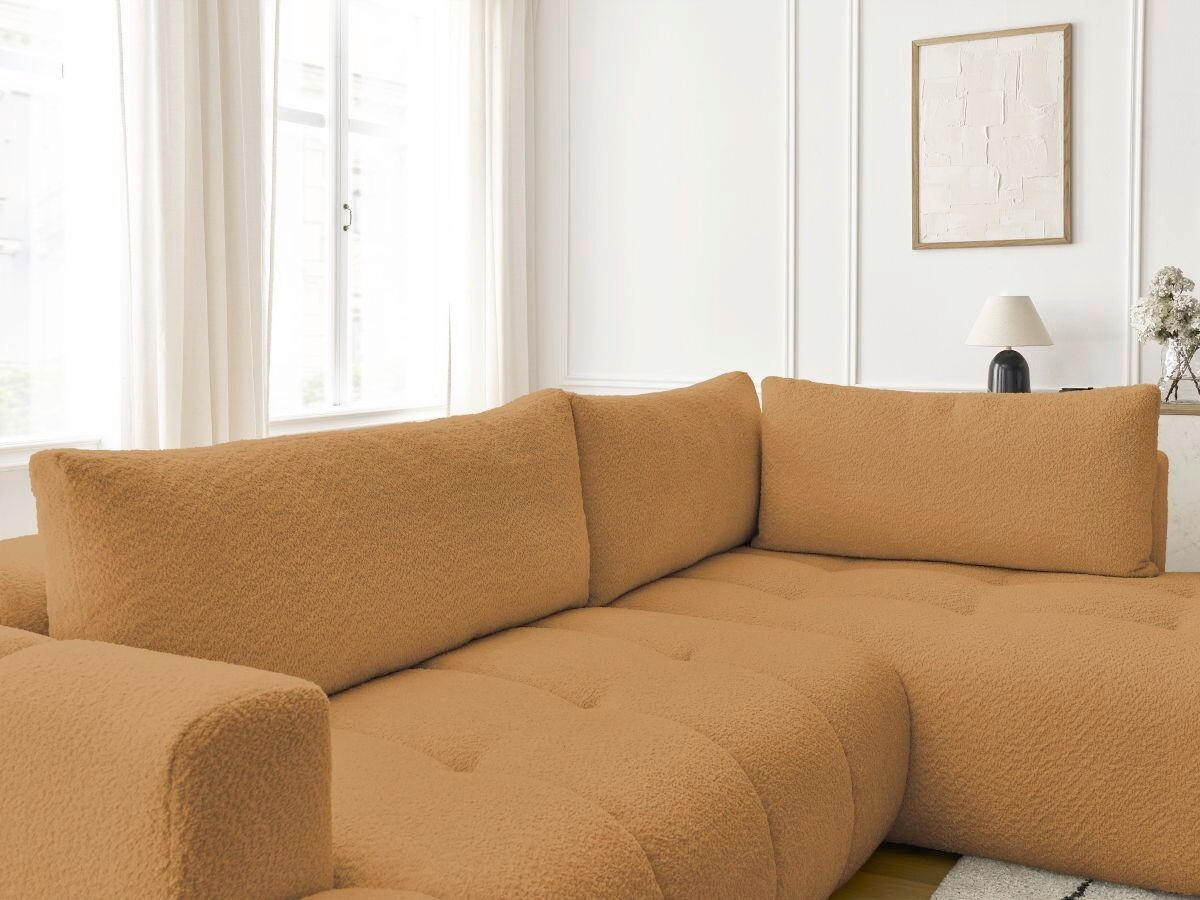 ECKSCHLAFSOFA EVEREST Bouclé Gelb  inkl. Rückenkissen, Schlaffunktion  - Gelb/Schwarz, MODERN, Kunststoff/Textil (282/204cm)