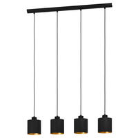 HÄNGLAMPA  - svart/guldfärgad, Klassisk, metall/textil (92,5/16/110cm) - Eglo