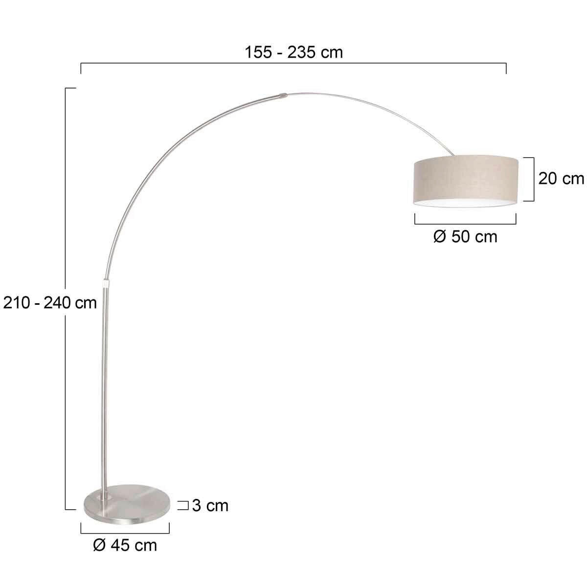 STEHLEUCHTE - Edelstahlfarben/Grau, Trend, Textil/Metall (50/240/230cm)