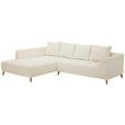 ECKSOFA  in Flachgewebe Creme  202/306 cm  - Buchefarben/Creme, KONVENTIONELL, Holz/Textil (202/306cm) - Carryhome