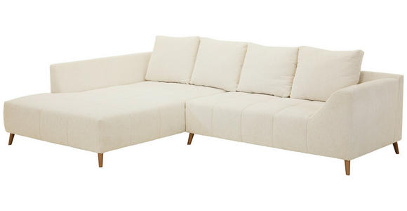 ECKSOFA  in Flachgewebe Creme  202/306 cm  - Buchefarben/Creme, KONVENTIONELL, Holz/Textil (202/306cm) - Carryhome