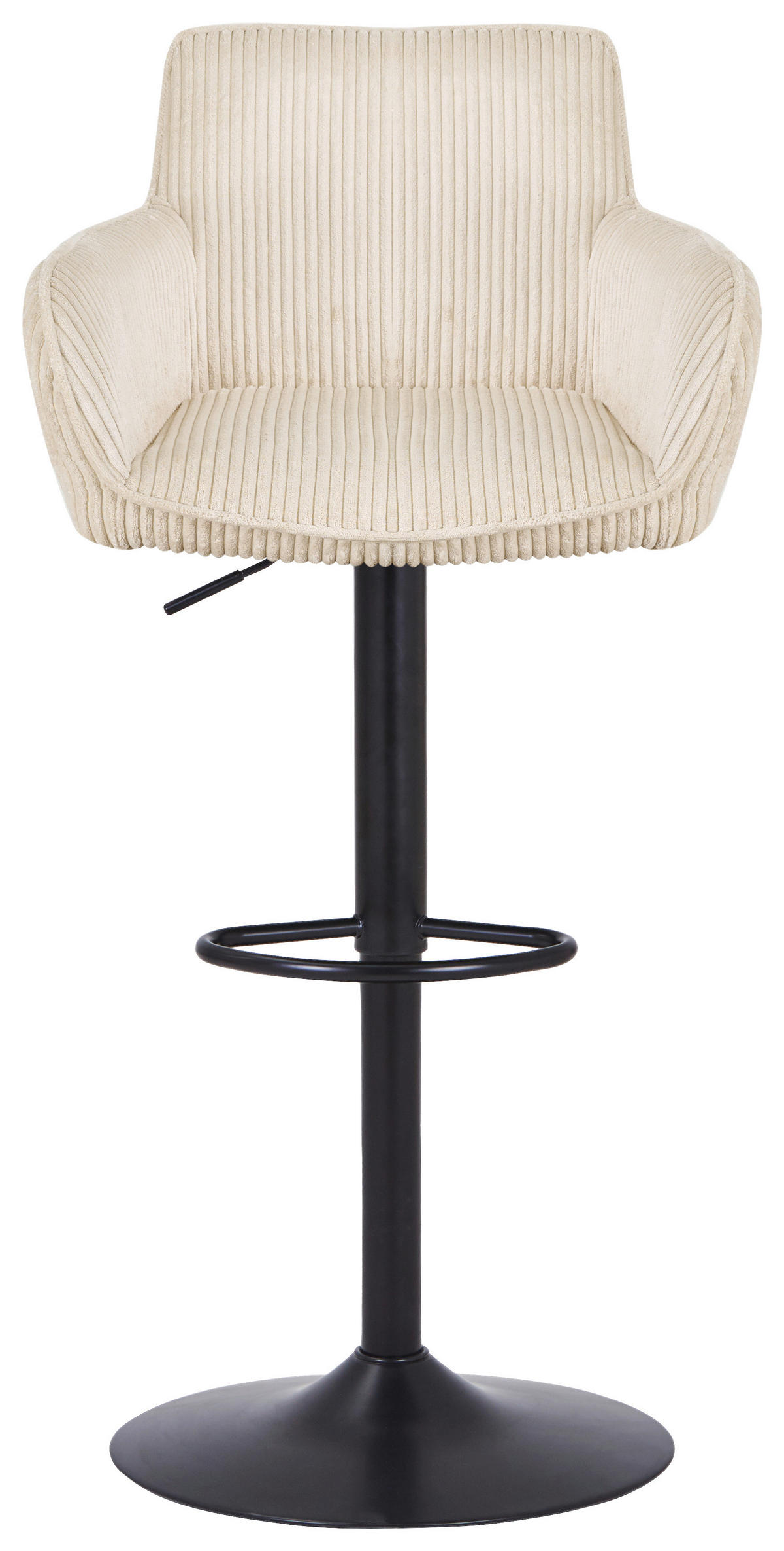 BARHOCKER Cord Schwarz, Beige Eisen Sitzfläche 360° drehbar, inklusive Armlehnen  - Beige/Schwarz, MODERN, Textil/Metall (55/91.5-113/52cm) - Livetastic