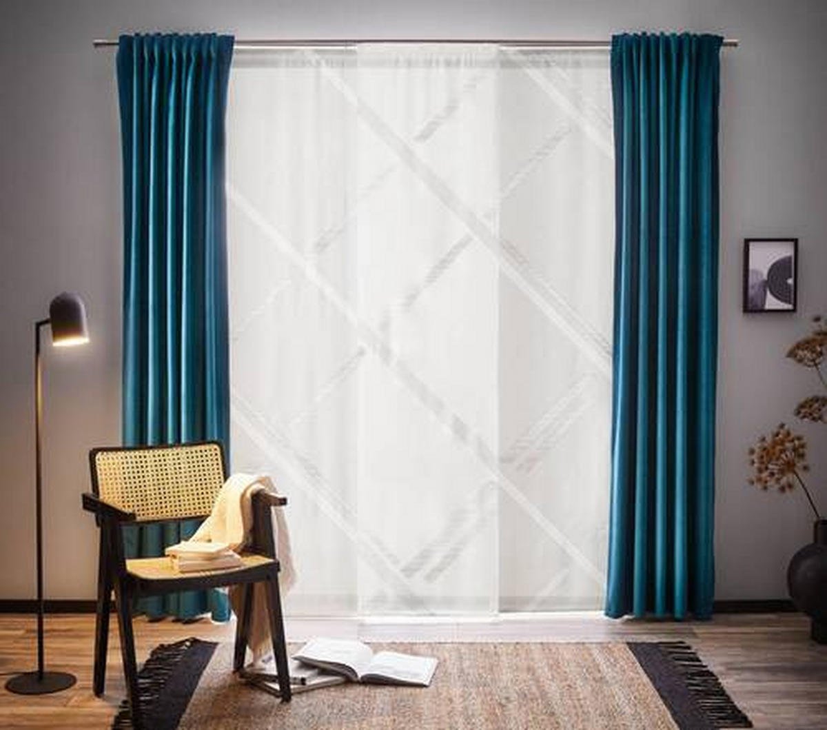 FLÄCHENVORHANG  3 Stück  halbtransparent   60/245 cm  - Anthrazit, Design, Textil (60/245cm) - Novel