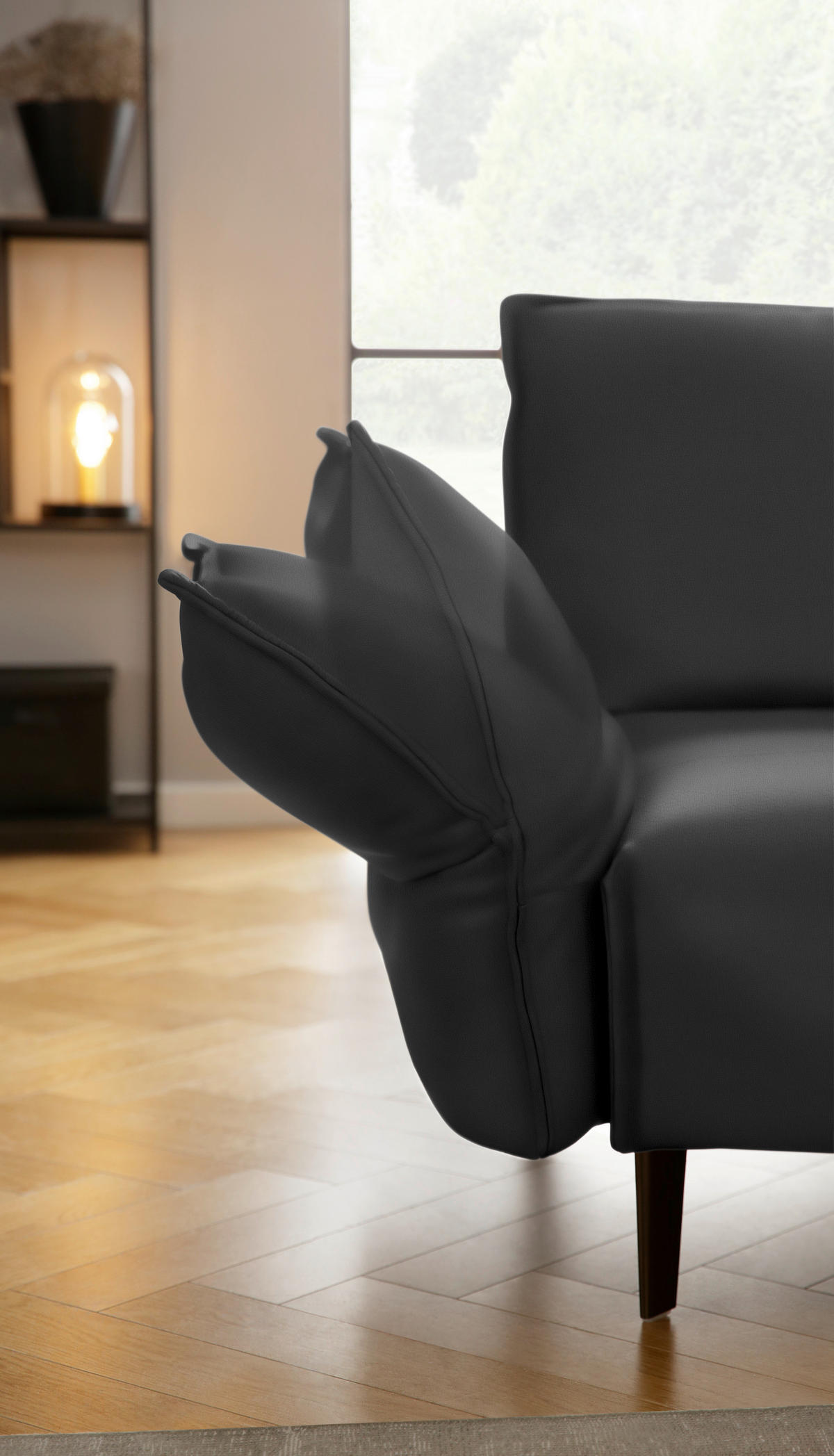 ECKSOFA in Echtleder Graphitfarben  - Schwarz/Graphitfarben, Design, Leder/Metall (340/272cm) - W.Schillig