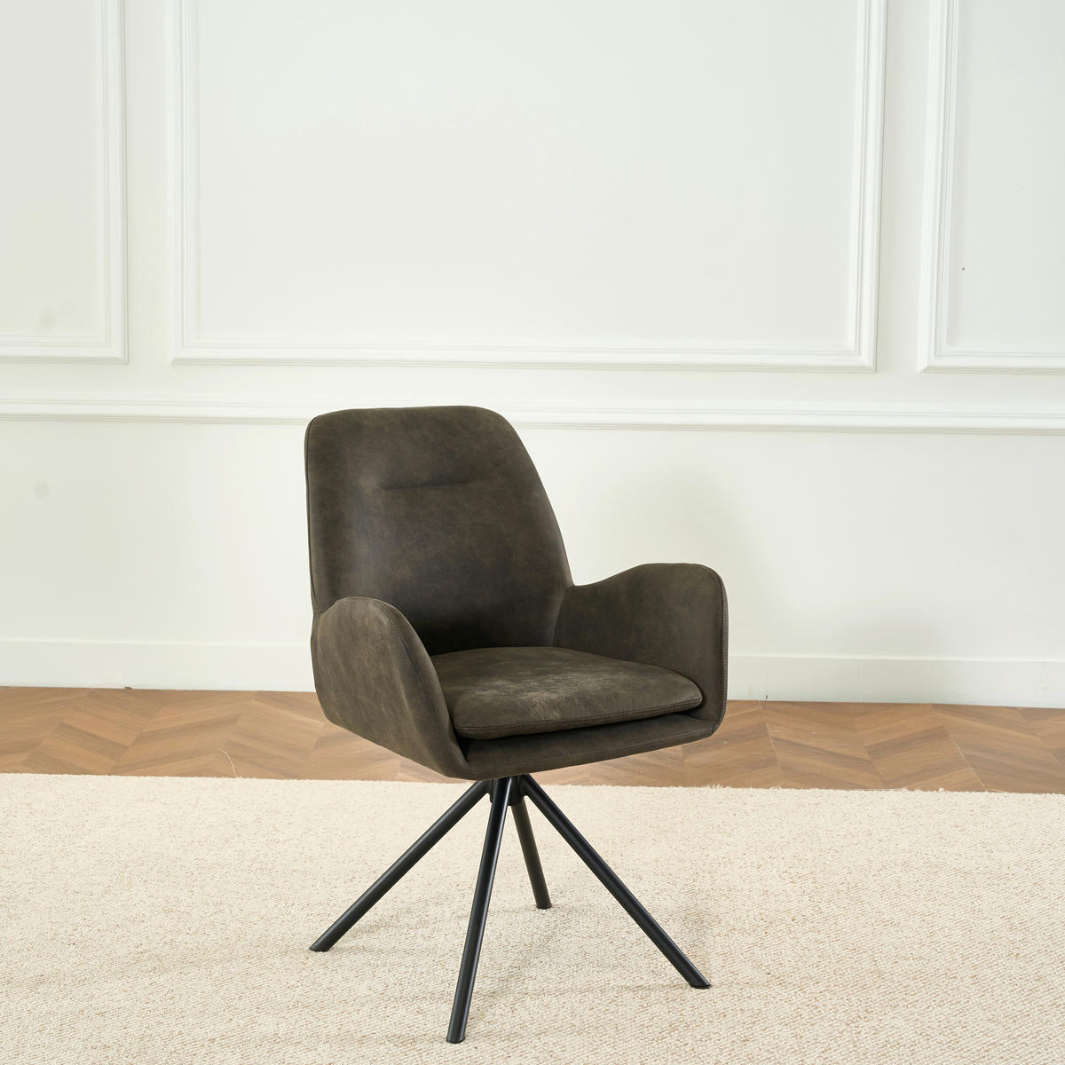 ARMLEHNSTUHL Eisen Webstoff  - Schwarz/Grau, Basics, Textil/Metall (60.5/88/62cm) - MID.YOU