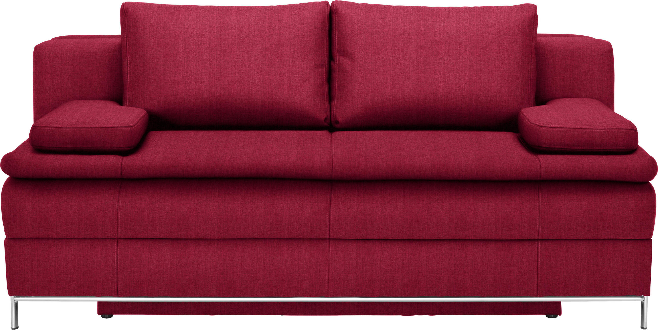 BOXSPRINGSOFA in Flachgewebe Rot  - Chromfarben/Rot, Design, Textil/Metall (200/93/107cm) - Novel