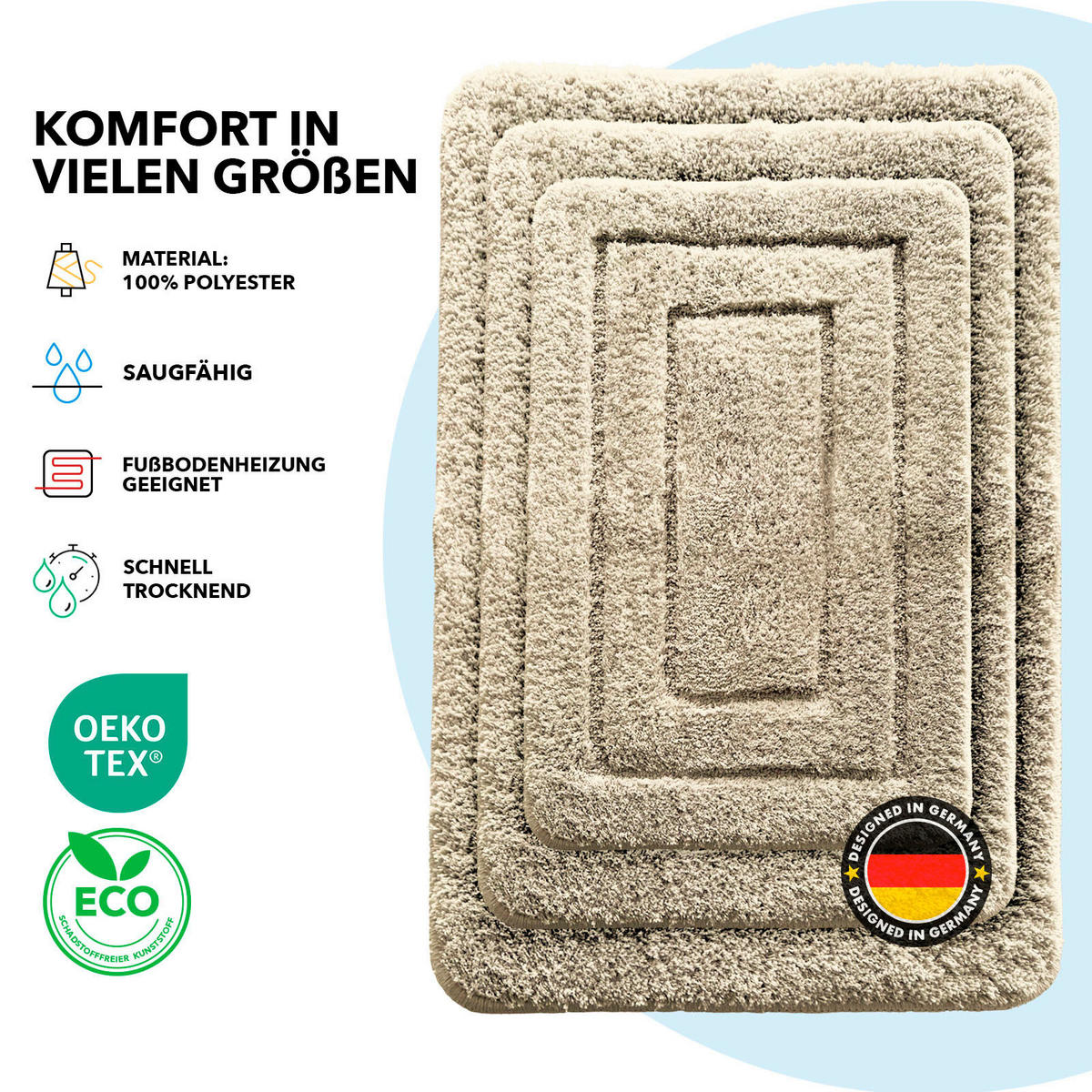 BADEMATTE Atlantis Beige 50/80 cm  - Beige, Basics, Kunststoff/Textil (50/80cm) - Floordirekt