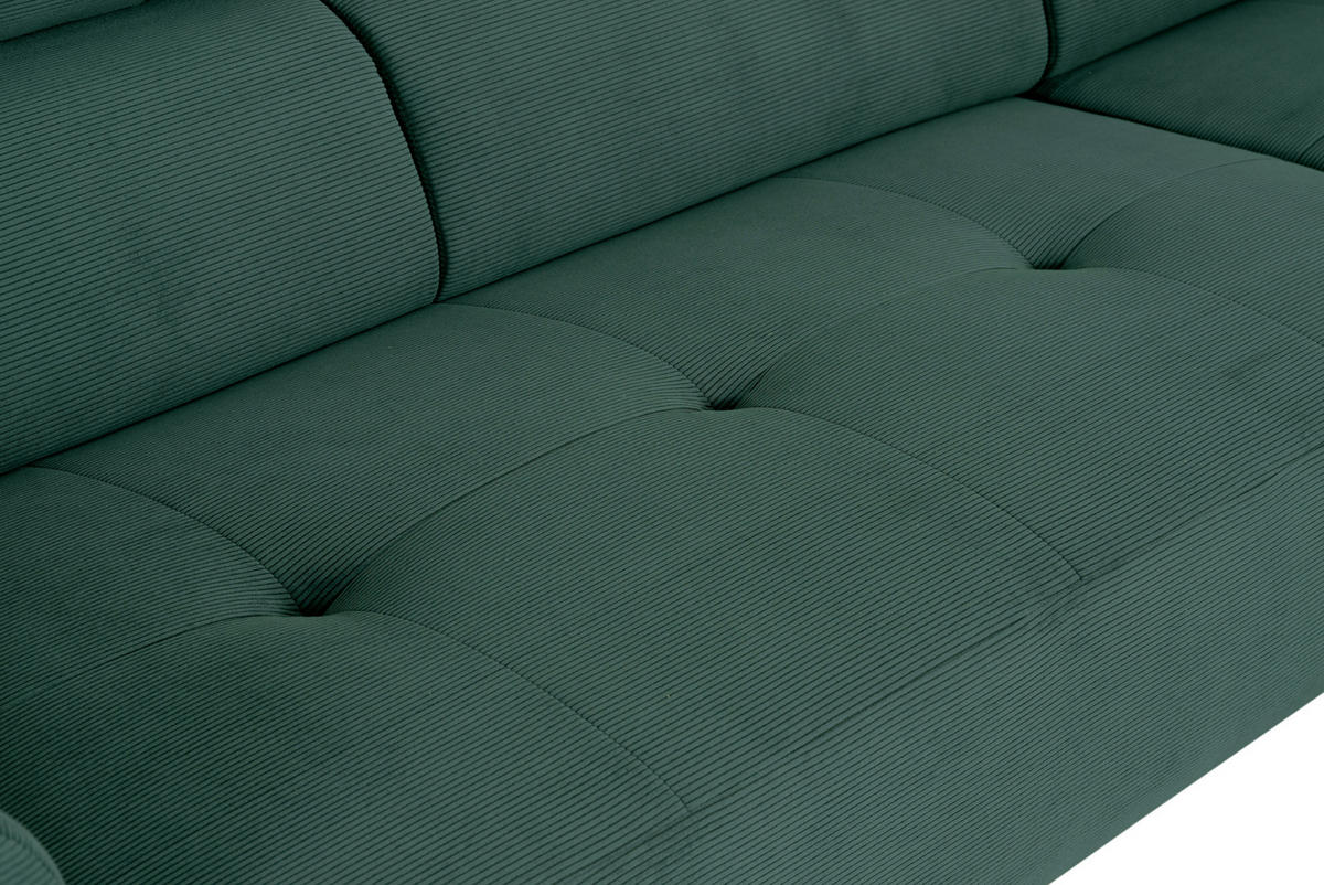 ECKSOFA in Feincord Waldgrün  - Waldgrün/Schwarz, Design, Textil/Metall (280/205cm) - MID.YOU