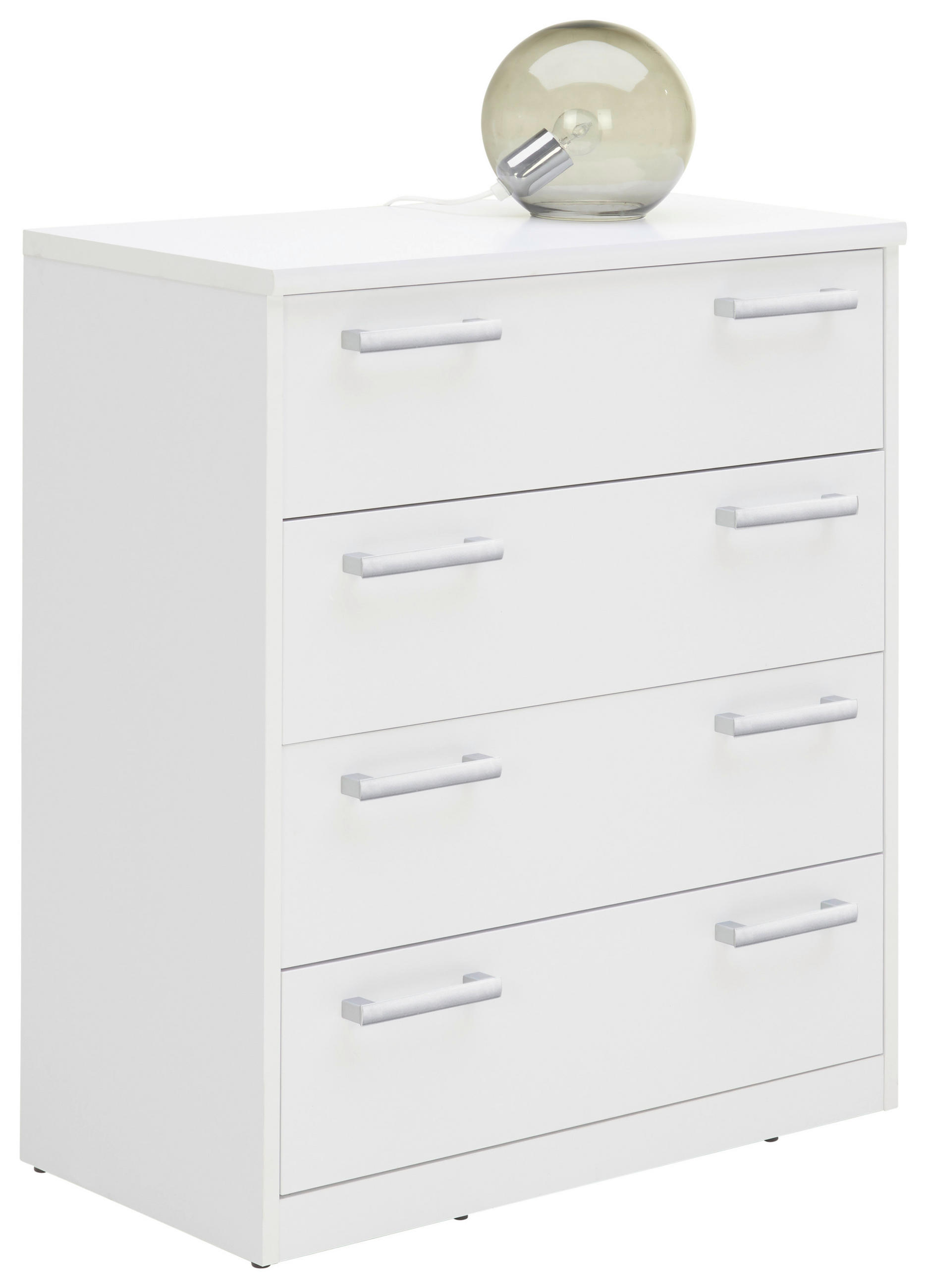 KOMMODE 72/84/36 cm 4 Schublade(n)  - Weiss/Silberfarben, Konventionell, Holzwerkstoff/Kunststoff (72/84/36cm) - Xora