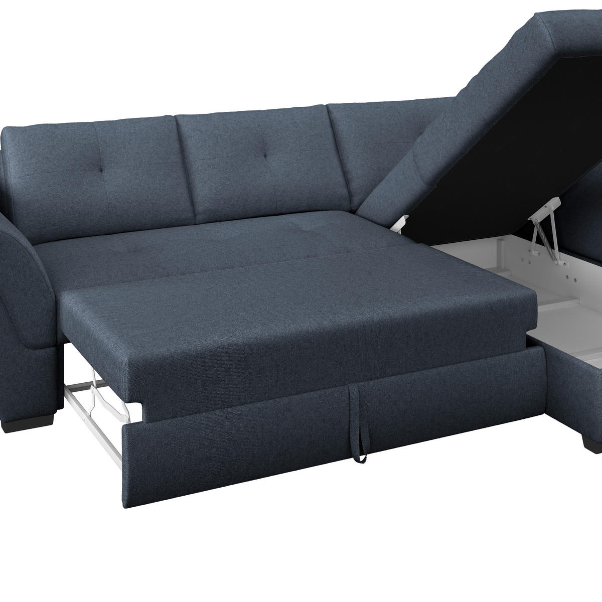 ECKSOFA Dunkelblau Webstoff  - Schwarz/Dunkelblau, Design, Kunststoff/Textil (278/187cm) - Livetastic