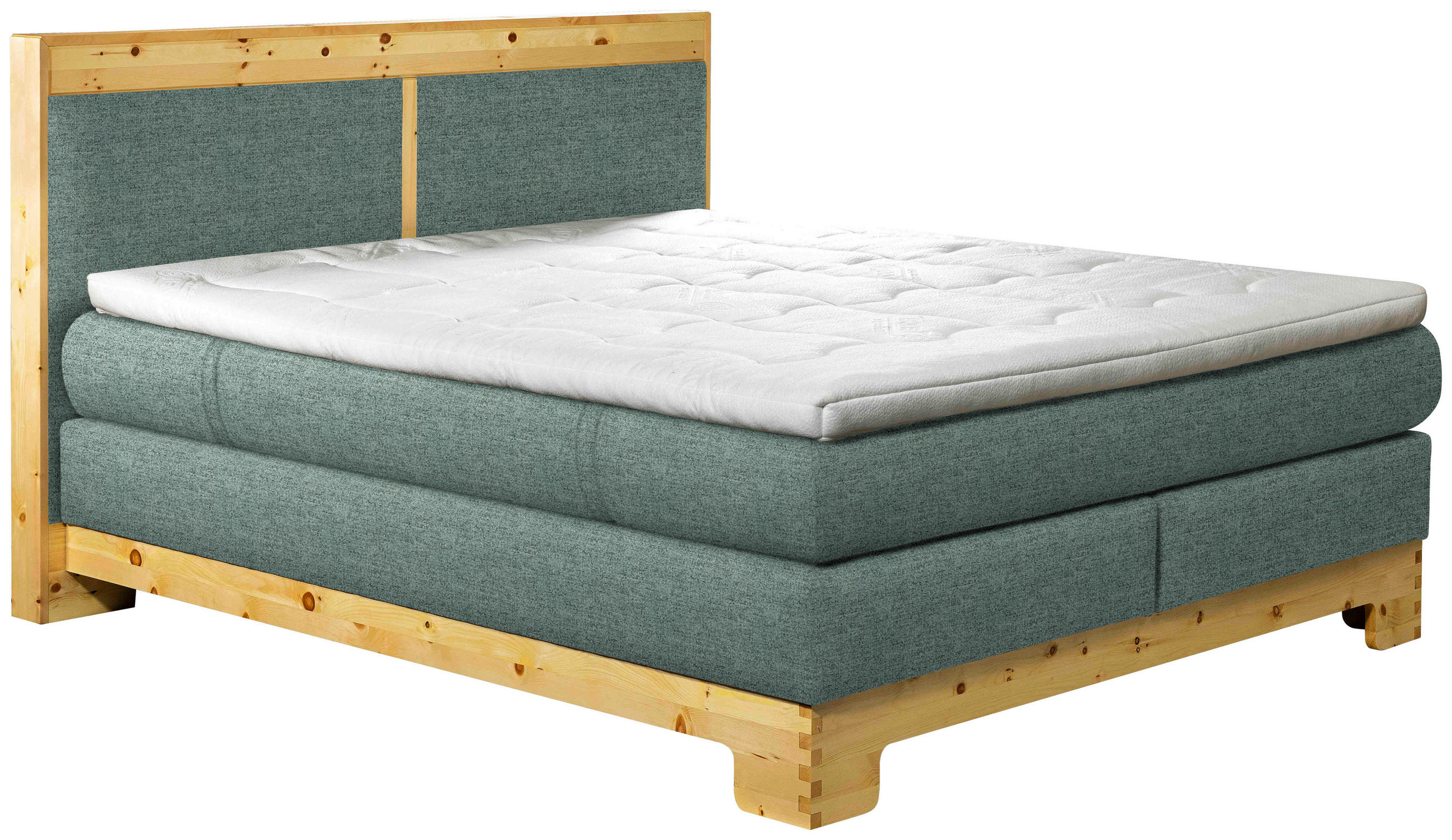 BOXSPRINGBETT 180/200 cm  in Mintgrün  - Mintgrün, Natur, Holz/Textil (180/200cm) - Linea Natura