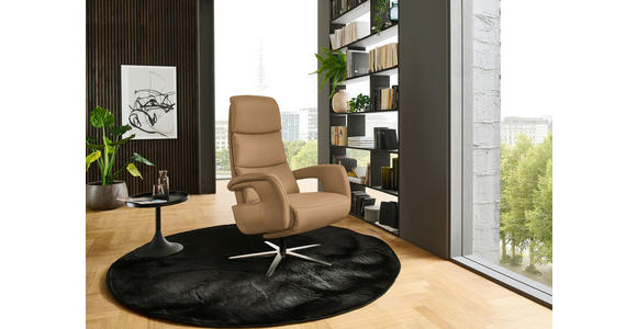 RELAXSESSEL in Leder Honig  - Edelstahlfarben/Honig, Design, Leder/Metall (76/119/86cm) - Dieter Knoll