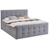 BOXBETT 180/200 cm,  in Grau, Matratze, gepolstertes Kopfteil, Bettkasten, Topper, H3 = fest  - Grau, Basics, Textil (180/200cm) - Boxxx
