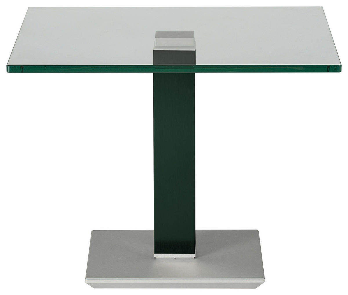 BEISTELLTISCH 60/60/46-65 cm Grün, Edelstahlfarben quadratisch  - Edelstahlfarben/Grün, Design, Glas/Kunststoff (60/60/46-65cm)
