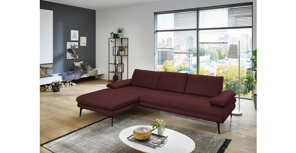 ECKSOFA in Echtleder Beere 180/310 cm - Beere/Schwarz, Design, Leder/Metall (180/310cm) - Dieter Knoll