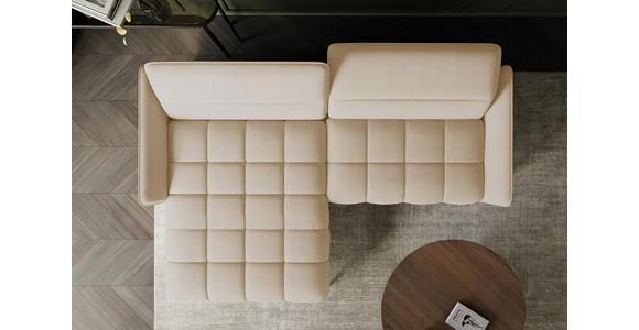 ECKSOFA Beige Flachgewebe Rücken echt, Kopfteilverstellung, Sitztiefenverstellung  - Beige/Schwarz, KONVENTIONELL, Textil/Metall (175/272cm) - Carryhome