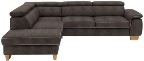 ECKSOFA in Mikrofaser Fango  - Fango/Eichefarben, Natur, Holz/Textil (226/273cm) - Beldomo System