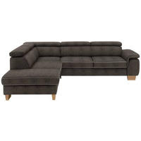 ECKSOFA in Mikrofaser Fango  226/273 cm  - Fango/Eichefarben, Natur, Holz/Textil (226/273cm) - Beldomo System