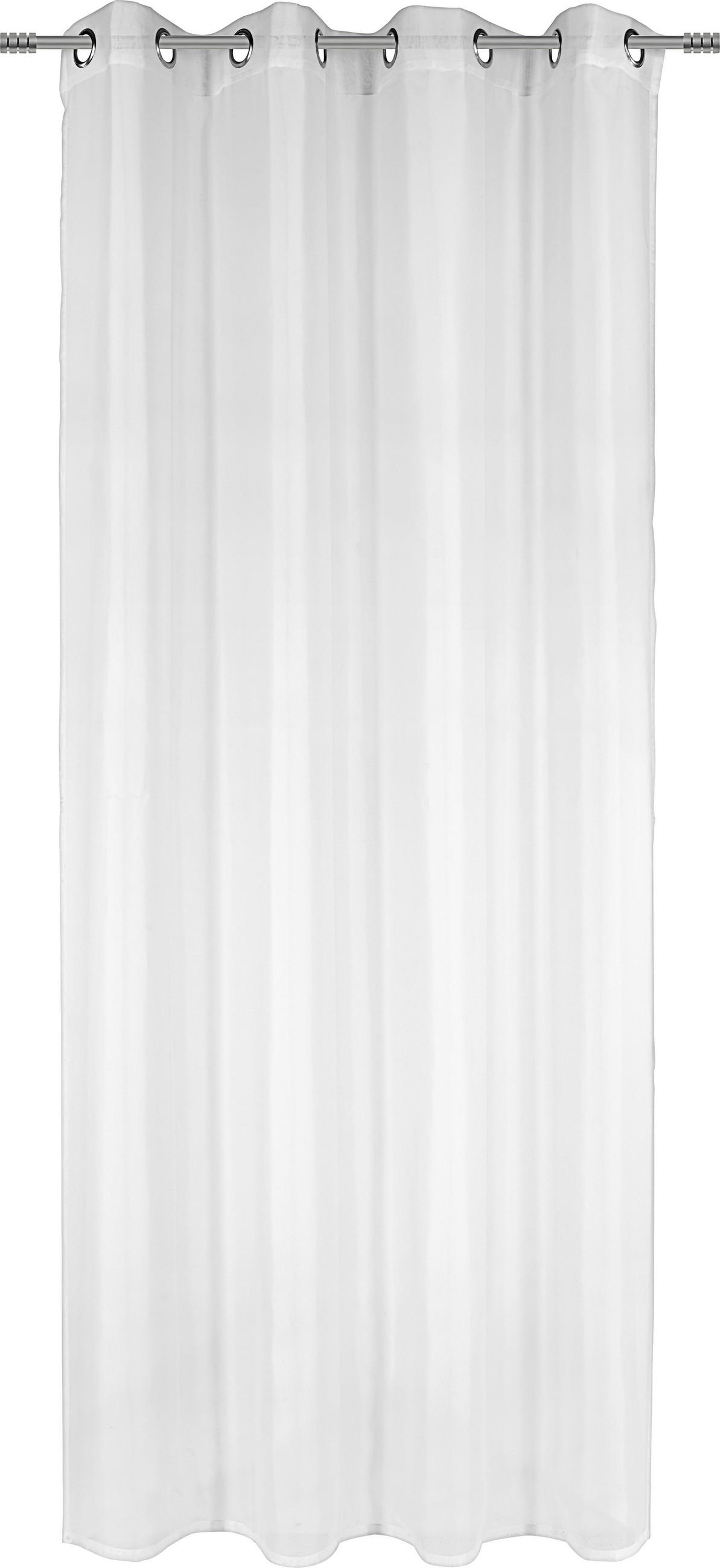 ZAVESA SA KARIKAMA bela - bela, Osnovno, tekstil (140/245cm) - Boxxx