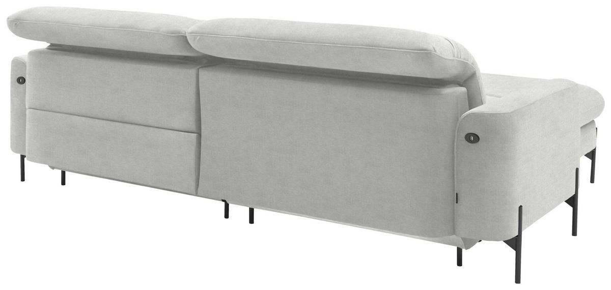 ECKSOFA in Flachgewebe Ecru  191/252 cm  - Ecru/Schwarz, Design, Textil/Metall (191/252cm) - Dieter Knoll